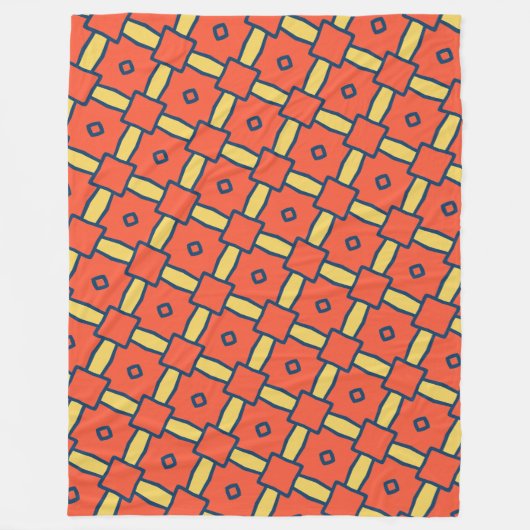 Orange Geometrisches Abstraktes Muster Fleecedecke (Vorderseite)