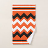 Orange gerader Schwarzweiss-zig gemustert Badhandtuch Set (Handtuch)