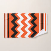 Orange gerader Schwarzweiss-zig gemustert Badhandtuch Set (Handtuch)
