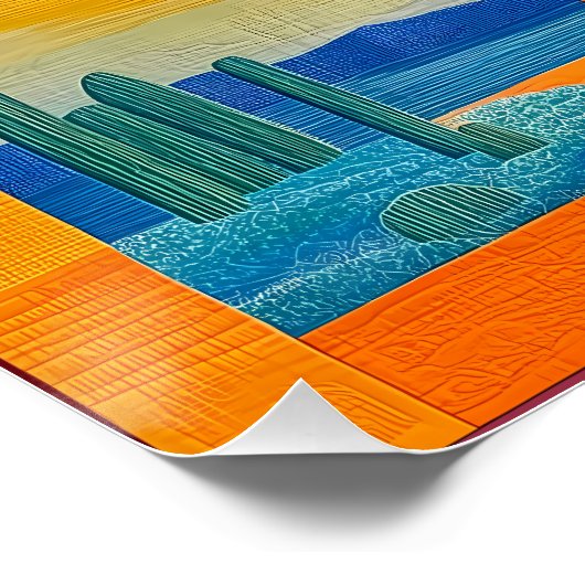 Orange Gerahmt Desert Art Grid - farbenfroh geomet Poster (Ecke)