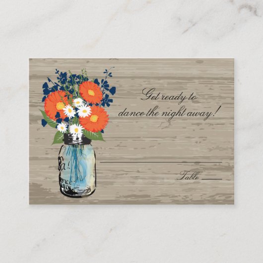 Orange Gerber Daisies Mason Jar | Sitzkarte Platzkarte (Vorderseite)