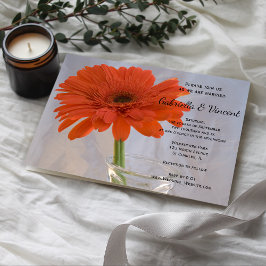 Orange Gerber Daisy in Vase Wedding Einladung