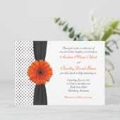 Orange Gerber Daisy Polka Dot Wedding Einladung (Stehend Vorderseite)