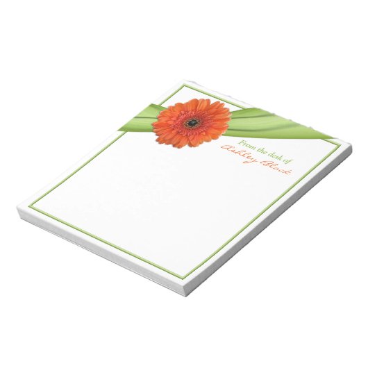 Orange Gerber Daisy Ribbon Personalisiert Notepad Notizblock (Rotiert)