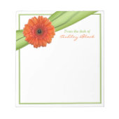 Orange Gerber Daisy Ribbon Personalisiert Notepad Notizblock (Vorderseite)