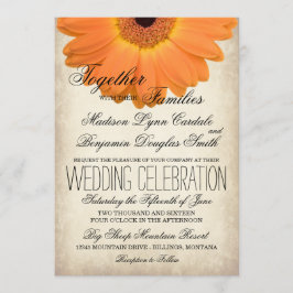 Orange Gerber Daisy Rustic Country Wedites Einladung