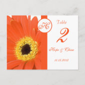 Orange Gerber Daisy Tischnummer Cards (Rückseite)