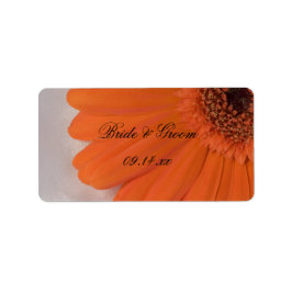 Orange Gerber Daisy und White Satin Wedding Adressaufkleber