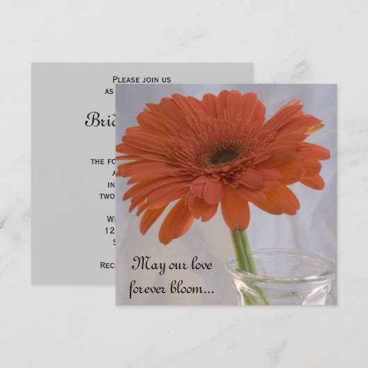 Orange Gerber Daisy Wedding Einladung (Vorne/Hinten)