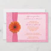 Orange Gerber Pink Blumendusche Einladung (Vorderseite)