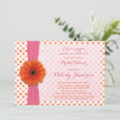 Orange Gerber Polka Dot Bridal Dusche Einladung (Stehend Vorderseite)
