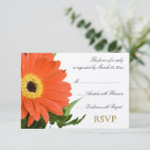 Orange Gerber Wedding RSVP Karte (Stehend Vorderseite)