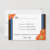 Orange Gerbera Blue Brown mit Gold Script UAWG RSVP Karte (Rückseite)