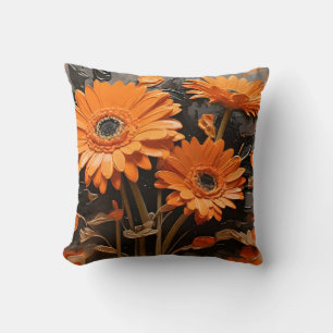 Orange Gerbera Blume Malerei Kissen