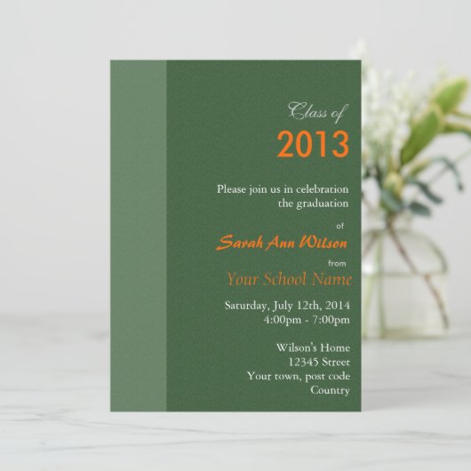 Orange Gerbera daisa floraler Abschluss Einladung (Stehend Vorderseite)