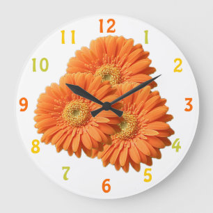 Orange Gerbera Daisies Clock Große Wanduhr