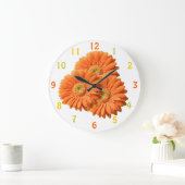 Orange Gerbera Daisies Clock Große Wanduhr (Zuhause)