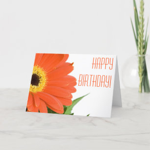 Orange Gerbera Daisy Birthday Card Karte