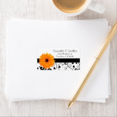Orange Gerbera Daisy Black Scroll Address Label Adressaufkleber (Insitu)