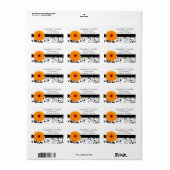 Orange Gerbera Daisy Black Scroll Address Label Adressaufkleber (Vorne)