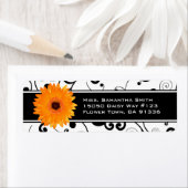 Orange Gerbera Daisy Black & White Scroll (Insitu)