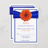 Orange Gerbera Daisy Blue Wedding Repair Card RSVP Karte (Vorne/Hinten)