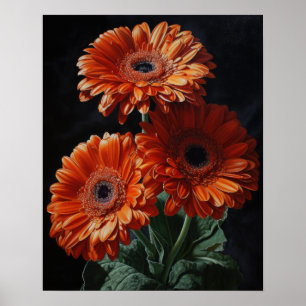 Orange Gerbera Daisy Blume Art Print Poster