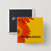 orange gerbera daisy Blume Knöpfe. Button (Vorne & Hinten)