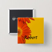 orange gerbera daisy Blume Knöpfe. Button (Vorne & Hinten)