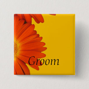 orange gerbera daisy Blume Knöpfe. Button