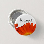 orange Gerbera-Daisy-Blumenknöpfe Button (Vorne & Hinten)