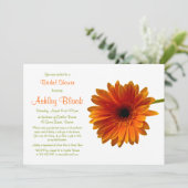 Orange Gerbera Daisy Bridal Dusche Einladung (Stehend Vorderseite)