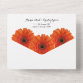 Orange Gerbera Daisy Floral Wedding RSVP All In One Einladung (Rückseite)