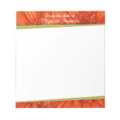 Orange Gerbera Daisy Green Personalisiert Notepad Notizblock (Vorderseite)