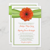 Orange Gerbera Daisy Green Wedding Einladung (Vorne/Hinten)