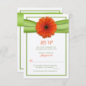 Orange Gerbera Daisy Green Wedding Repair Card RSVP Karte (Vorne/Hinten)
