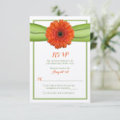 Orange Gerbera Daisy Green Wedding Repair Card RSVP Karte (Stehend Vorderseite)