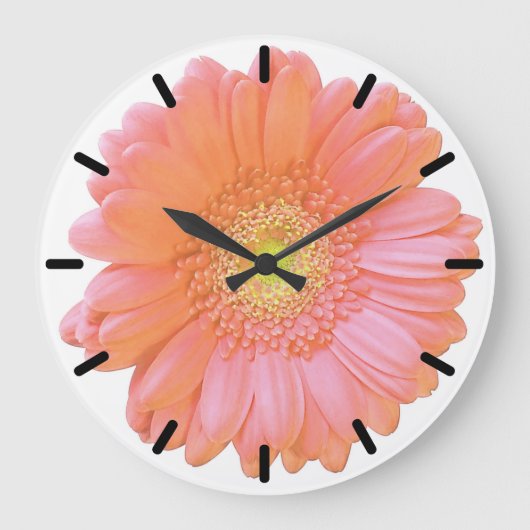Orange gerbera daisy große wanduhr (Vorderseite)