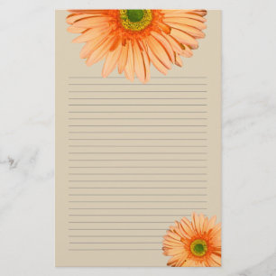 Orange Gerbera Daisy Lined Personal Writer Paper Briefpapier
