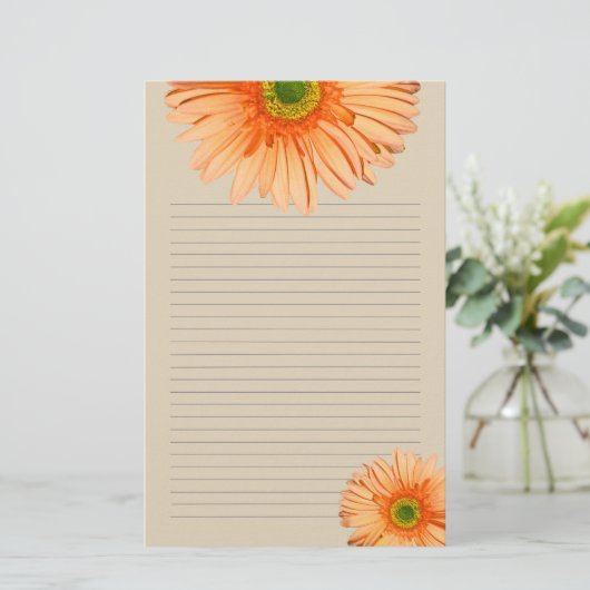 Orange Gerbera Daisy Lined Personal Writer Paper Briefpapier (Stehend Vorderseite)