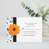 Orange Gerbera Daisy mit Black Scroll Design UAWG RSVP Karte (Stehend Vorderseite)