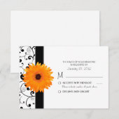 Orange Gerbera Daisy mit Black Scroll Design UAWG RSVP Karte (Vorne/Hinten)