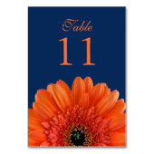 Orange Gerbera Daisy Navy Blue Wedding Tischnummer (Vorderseite)