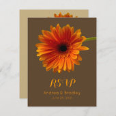 Orange Gerbera Daisy Response Card RSVP Karte (Vorne/Hinten)