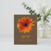 Orange Gerbera Daisy Response Card RSVP Karte (Stehend Vorderseite)