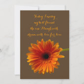 Orange Gerbera Daisy Wedding Invitation - Brown Einladung (Vorderseite)