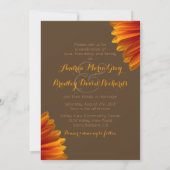 Orange Gerbera Daisy Wedding Invitation - Brown Einladung (Rückseite)