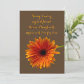 Orange Gerbera Daisy Wedding Invitation - Brown Einladung (Stehend Vorderseite)