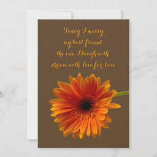 Orange Gerbera Daisy Wedding Invitation - Brown Einladung