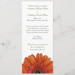 Orange Gerbera Daisy Wedding Program Programm